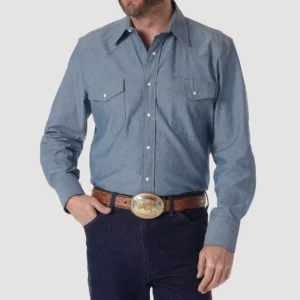 Work Shirts With Custom Logo For Men 100% Cotton Long Sleeve Button Up Work Shirt Twill Fabric Breathable Work Shirt