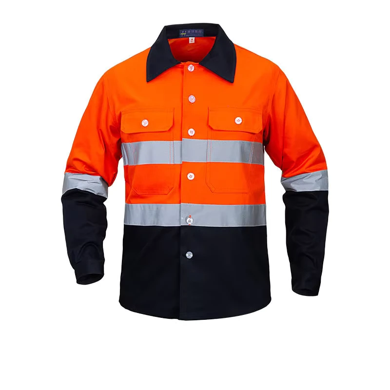 Worker Security Jacket Hi Vis Reflective Safety Work Shirt