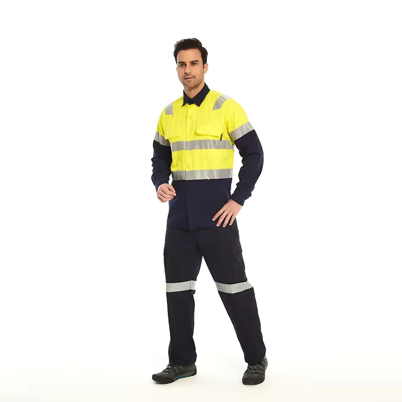 Working Uniform Reflective Safety Suit Hi Vis Yellow Orange Shirt Pants Sets Hi Vis Clothes