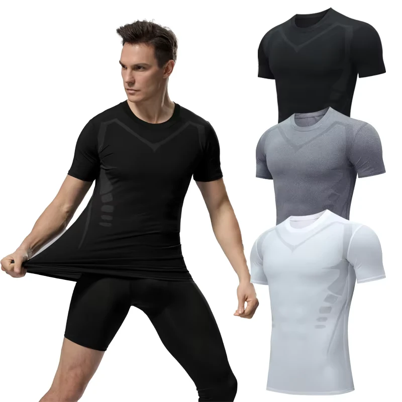 Workout Shirts for Men Quick Dry Athletic Gym Active T Shirt for Running Breathable Outdoor Training Shirts