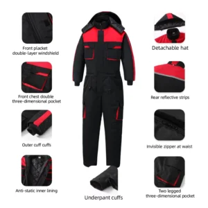 Workwear Featuring Red Shoulders Coverall Cold Storage Cold Resistant Clothing Cold Chain Workwear Marine Workwear