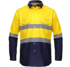 Workwear Long Sleeves Cotton Shirts Comfortable Hi Vis Reflective Safety Clothing Shirts
