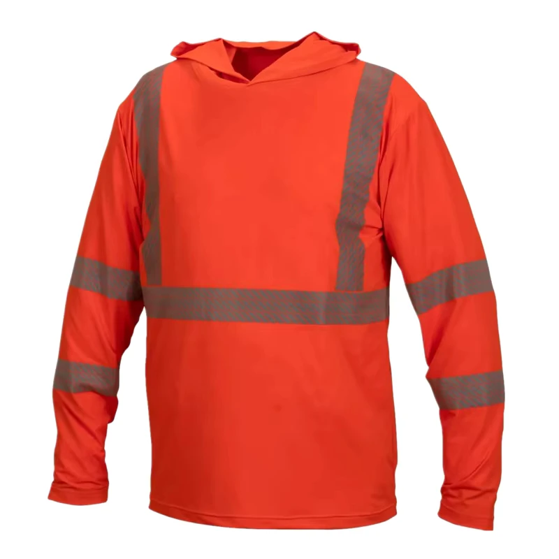 Workwear Pullover Hoodie Long Sleeve HI VIS ANSI Type R Class 3 Safety High Visibility Dry Fit Breathable Polyester Bird Eye