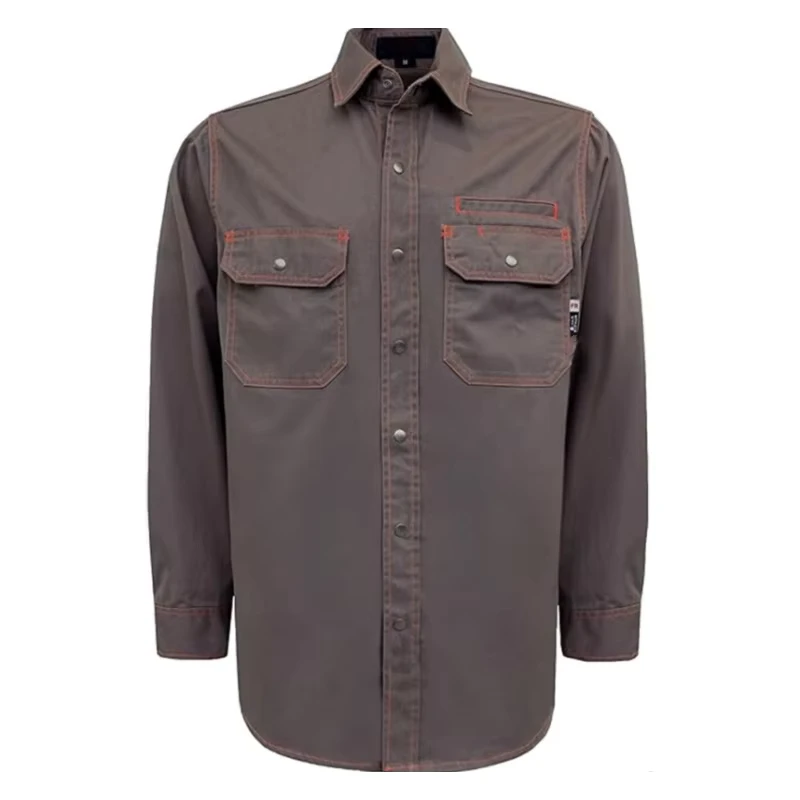 Workwear Solid Color Cotton Decorative Line 7.5OZ Water Repellent Flame Resistant CAT2 Shirts