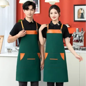Workwear Uniform Apron Canvas Waterproof Anti Stain Pockets Modern Simple Sleeveless Protective Practical Good Milk Tea
