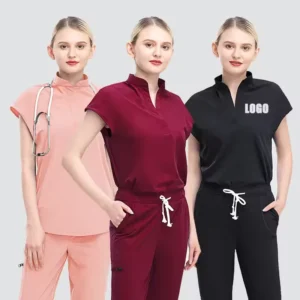 Woven Elastic Quick Dry Custom Logo Hospital Scrub Uniform Sets for Unisex Nurses