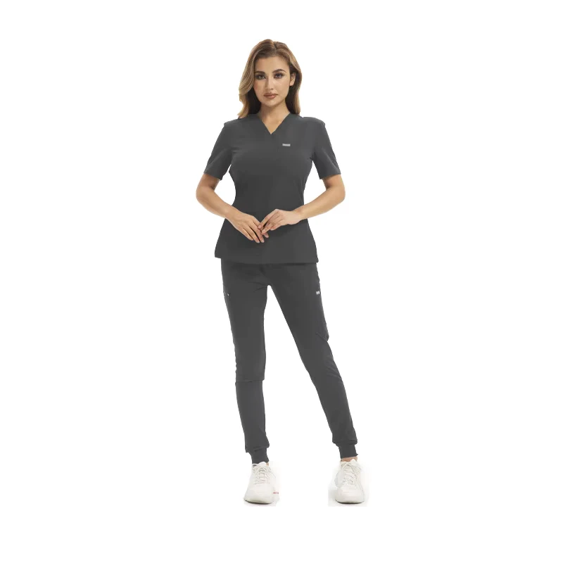 Woven Hospital Healthcare Uniform Set with Nurse Tunic and Trousers