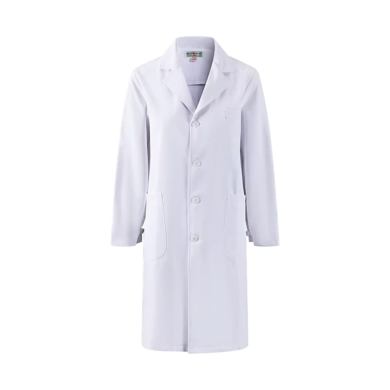 Wrinkle Resistant White Polyester Worsted Fabric Needle Detection Medical Lab Coats for Women Doctor Uniform Hospital