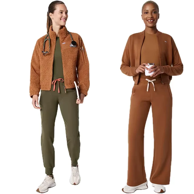XINYANGYI-Womens-Professional-Medical-Scrub-Jacket-Nurse-Tailored-Fit-4-Way-Stretch-Custom-Logo-Bomber-Style-Polyester-Cotton