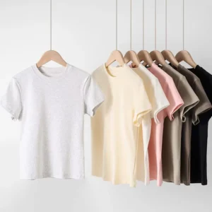 Y2K Women’s Cotton-Spandex Stretch Fitted Baby Tee Crop Top Short Sleeve