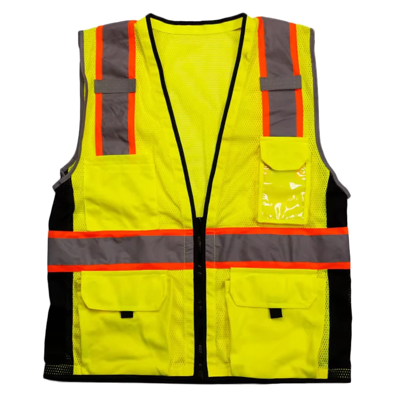 YELLOW Zipper High Visibility Work Breathable Safety Jacket Reflective Clothing