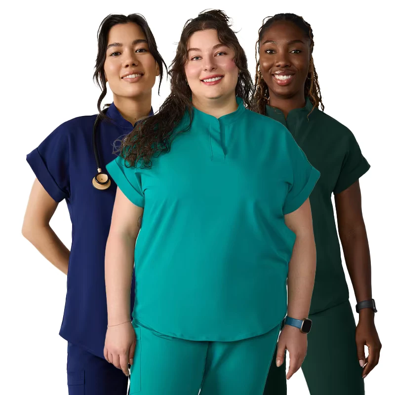 YUHONG Fit Womens Comfortable Stretch Medical Uniform Short Sleeve Healthcare Workwear Hospital Clinic Staff Nursing Scrubs Sets
