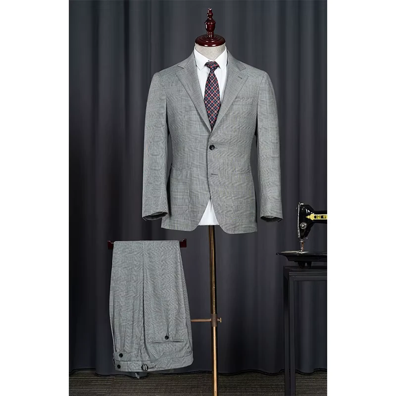 YY015 Business Men's Blazer Suit Gray Slim Fit 2 Pieces Business Suit