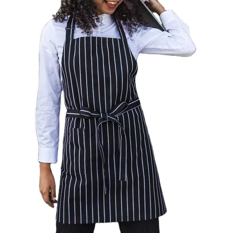 Yarn-Dyed-Black-and-White-Striped-Gardener-Florist-Chef-Apron-Kitchen-Uniform