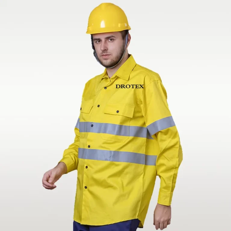 Yellow-Flame-Retardant-Anti-Static-Reflective-Hi-Vis-Safety-Shirt-for-Welding-and-Firefighting