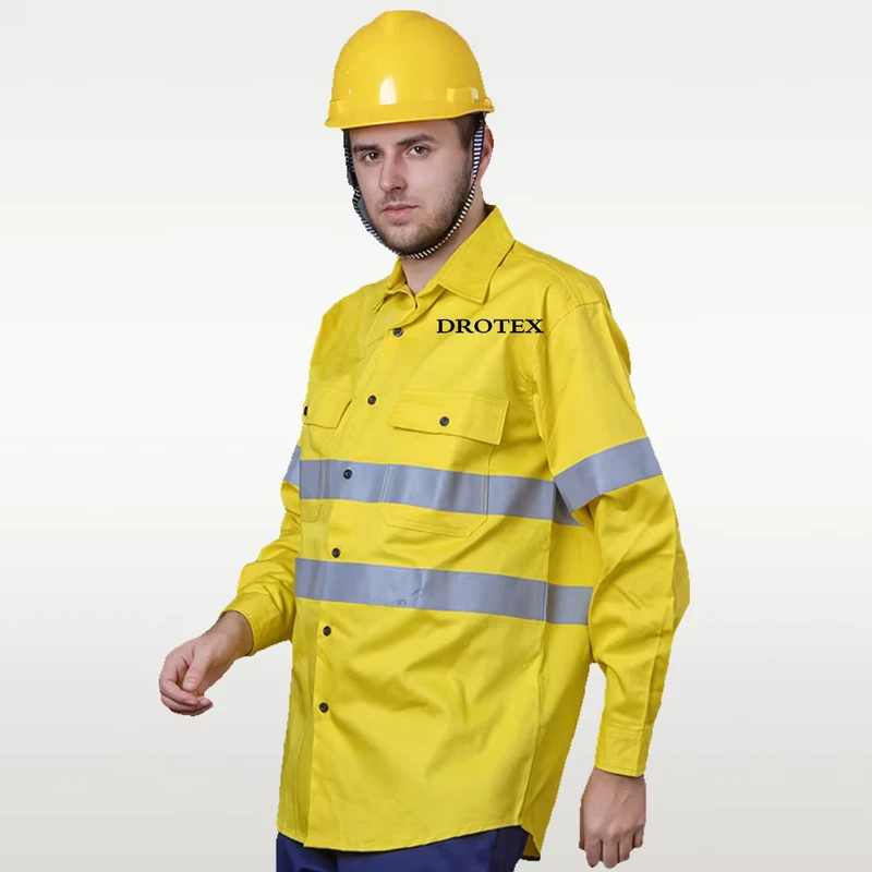Yellow Flame-Retardant Anti-Static Reflective Hi Vis Safety Shirt for Welding and Firefighting