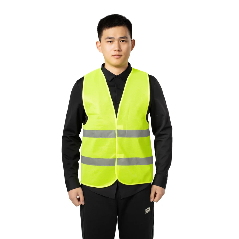Yellow Fluorescent Polyester Reflective Mesh Safety Vest for Sanitation Workers