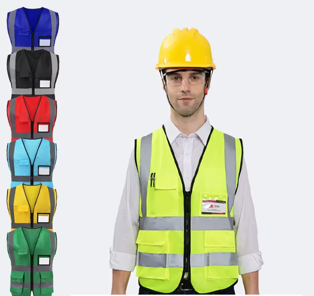 Yellow-Hi-Vis-Surveyor-Engineer-EMS-Medical-Construction-Class-2-Reflective-Safety-Vest-with-Pouch-Bag