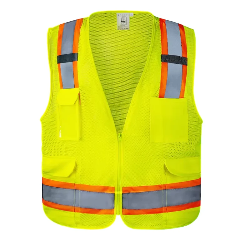 Yellow-Hi-Vis-Zipper-Mesh-Reflective-Safety-Vest-with-Pocket