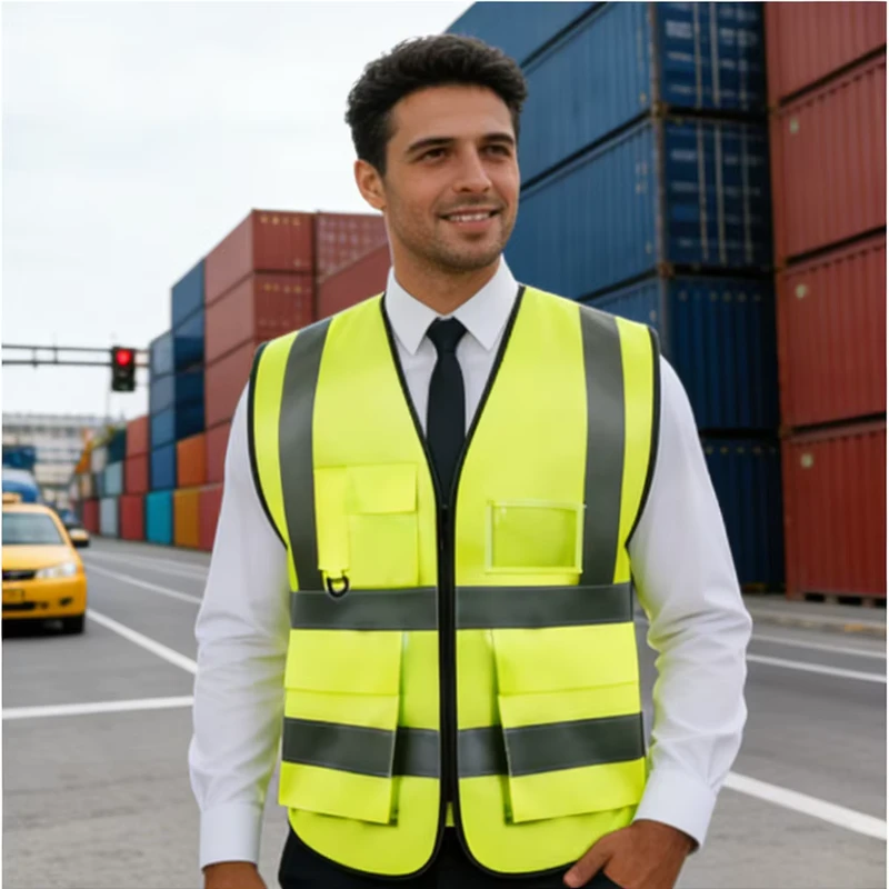 Yellow Mesh EN 20471 Class 2 High-Visibility Fluorescent Reflective Safety Vest for Roadway Workers