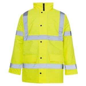 Yellow Mesh Lining Hi Vis Road Traffic Waterproof Reflective Safety Jacket