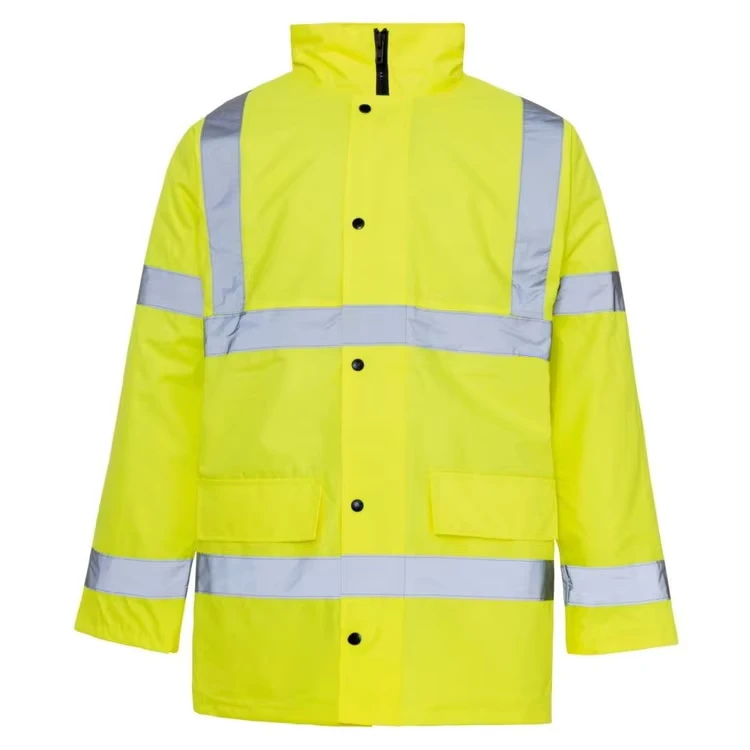 Yellow Mesh Lining Hi Vis Road Traffic Waterproof Reflective Safety Jacket