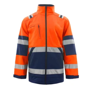 Yellow Navy Breathable Hi Vis Softshell Safety Jacket Custom Logo Reflective Workwear for Men