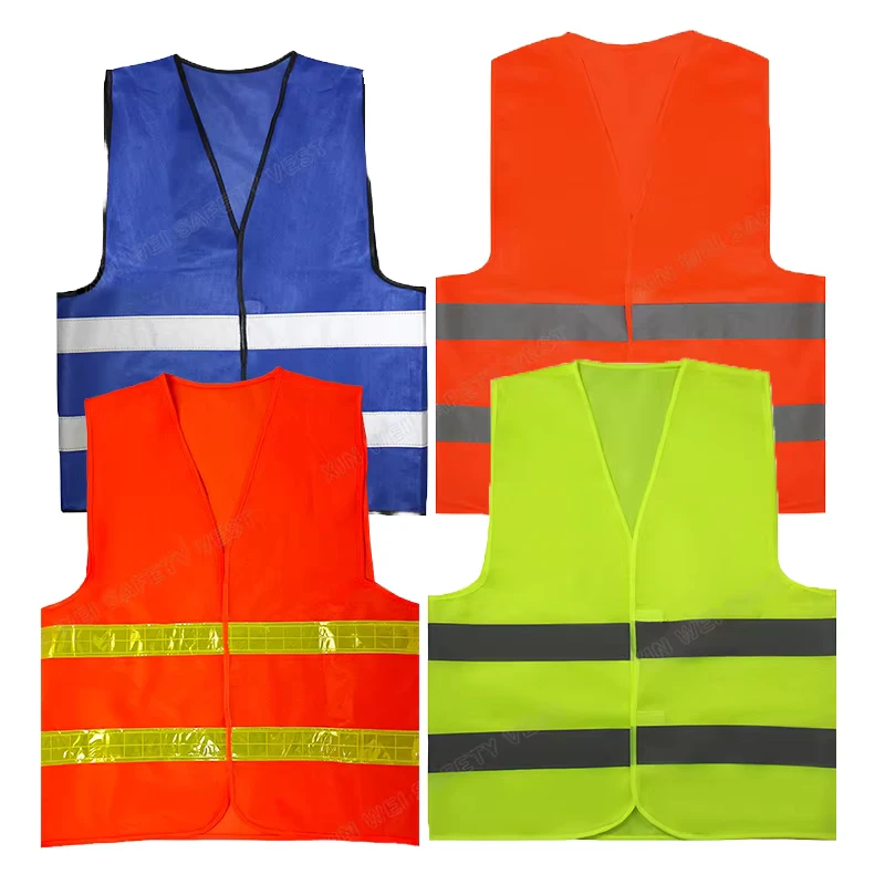 Yellow Reflective High Visibility Safety Vest Silver Strips for Surveyors Crossing Guards Road Construction