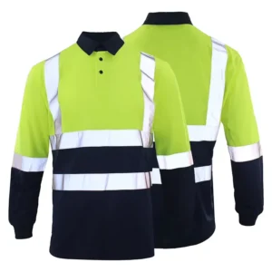 Yellow Reflective Safety Polo T Shirt Long Sleeve Work Wear Hi Vis FG 14L