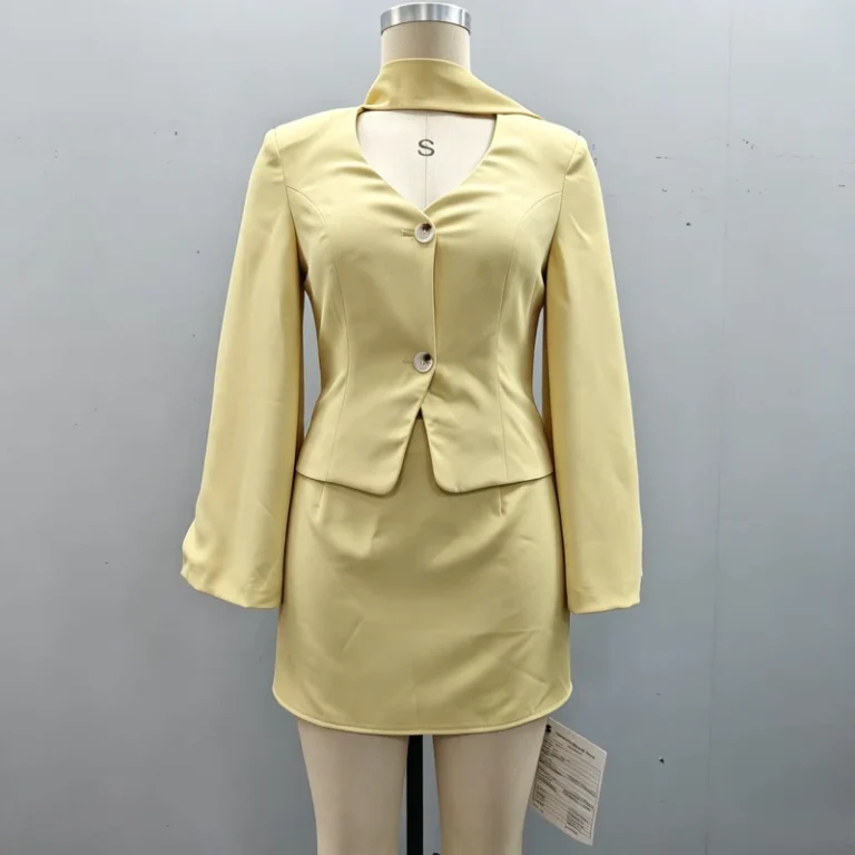 Yellow-Two-Piece-Suit-Set-Blazer-and-Mini-Skirt-Tailored-Suit-Office-and-Event-Wear