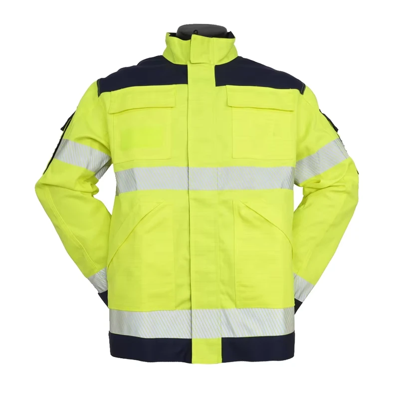 Yellow and Blue Flame Retard Hi Vis Safety Jackets Reflective Work