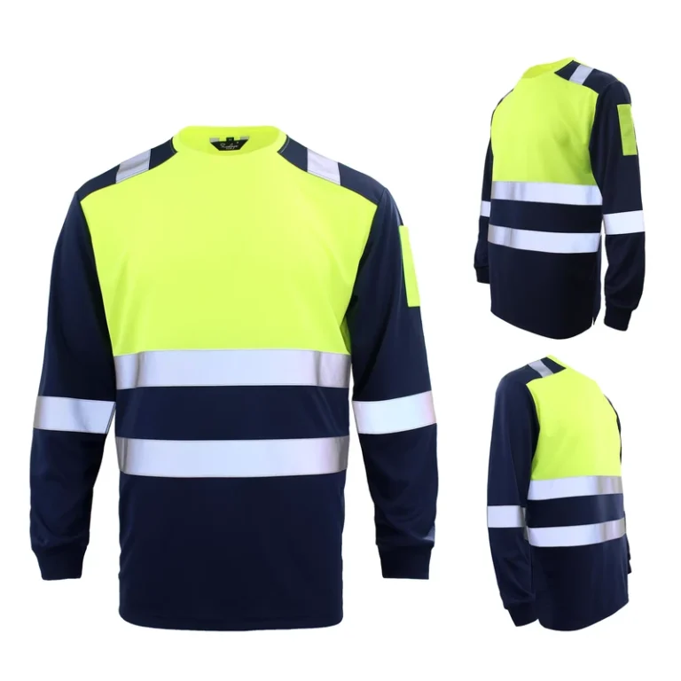 ZHEDA-Round-Neck-Long-Sleeve-Waterproof-Customized-Logo-Hi-Vis-Two-Tone-Work-Safety-Yellow-Fluorescent-ANSI-Class-2-T-Shirt