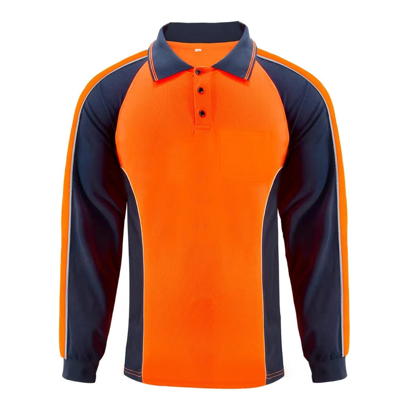 ZUJA Hi Vis Safety Polo Shirts High Visibility Reflective Shirts Construction Work Short Sleeve Shirts for Men