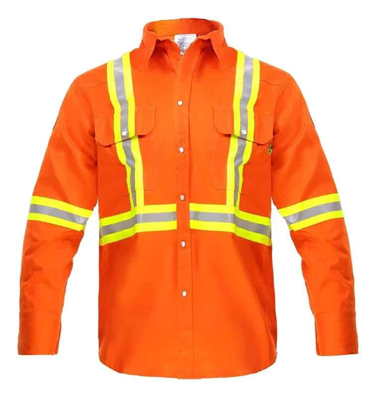 ZUJA Reflective Back Cross High Visibility Dual Tone Tape Long Sleeve Workshop Safety Workwear Shirt