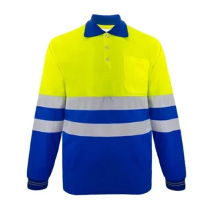 ZUJA Retail Customized logo Yellow Blue Hi Vis Reflective Polo Shirt Outdoor Safety Polo Shirt