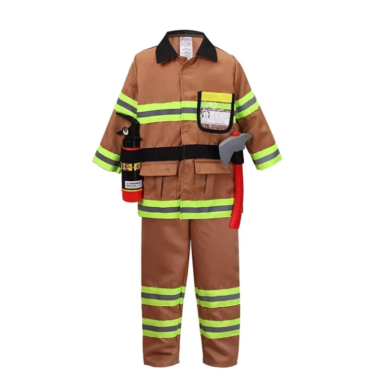 ZUJA-Unisex-Customized-Logo-Firefighter-Zipper-Safety-Coverall-Polyester-Workwear-in-Black-for-Children