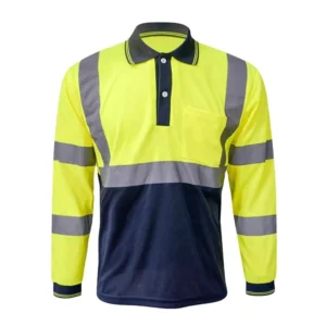 ZUJA Versatile Applications Long Lasting Durability Senior Engineer Safety Polo Shirts Long Sleeve Reflective Shirt for Men