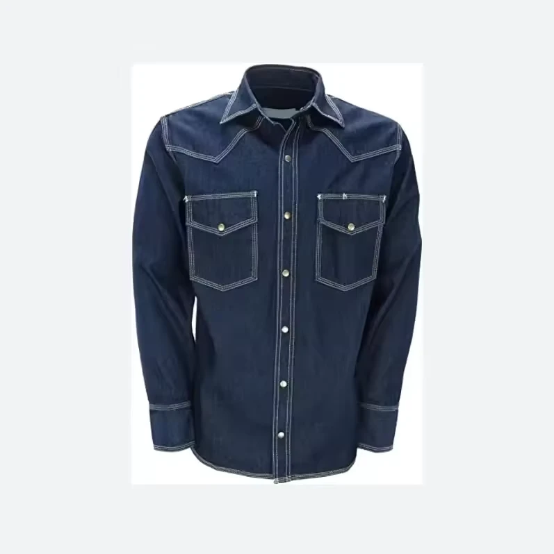 ZX Custom Men's Welding Work Shirt Flame Retardant Lightweight FRC Fire Resistant Long Sleeve Shirt