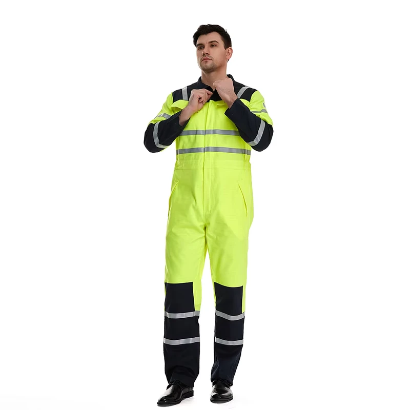 ZX Hi Vis Reflective Coverall Road Construction High Visibility Industrial Safety Coverall Men Work Jumpsuit Clothing