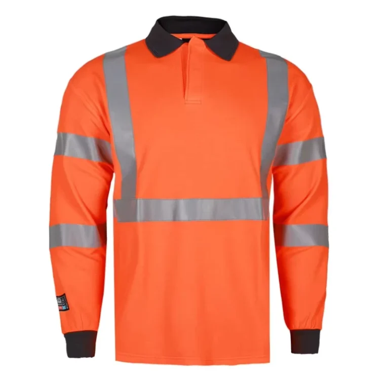 ZX-High-Visibility-Reflective-Safety-Clothing-Hi-Vis-FR-Long-Sleeve-Polo-Shirt-for-Road-Construction-Traffic-Duty