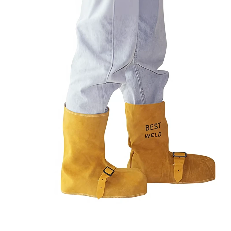 ZY GL002 Cowhide Welding Foot Covers Leather Leg Protectors Labor Protection Shoe Covers Two Layer Anti High