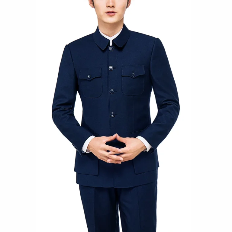 Zhongshan-Office-Uniform-Chinese-Collar-Mens-Black-Tunic-Suit