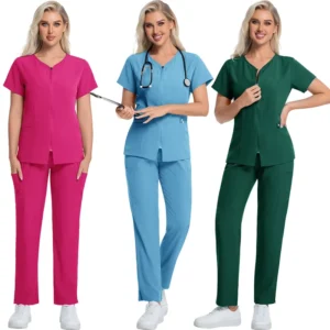 Zip up Cardigan Scrub Uniforms Sets Surgical Uniform Medical Scrubs Vendors Hospital Uniforms Straight Leg Surgical Uniforms