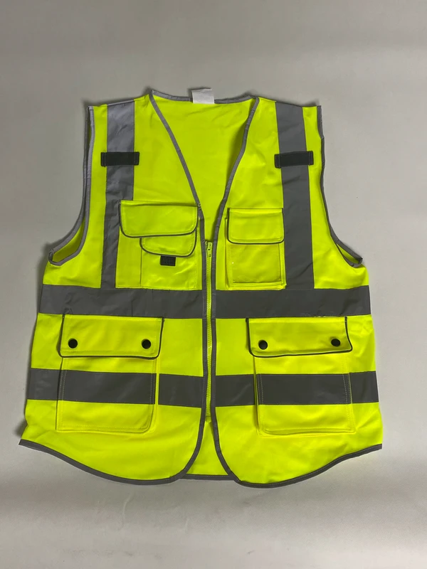 Zipper Front Multi-Pocket Breathable High-Vis Reflective Safety Vest for Road Safety