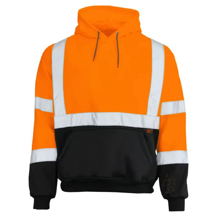 Zippered-Traffic-Security-ANSI-Class-3-Customized-Logo-Fluorescent-Orange-Two-Tone-Reflective-Safety-Sweater-Hoodie-Mens-Hi-Vis