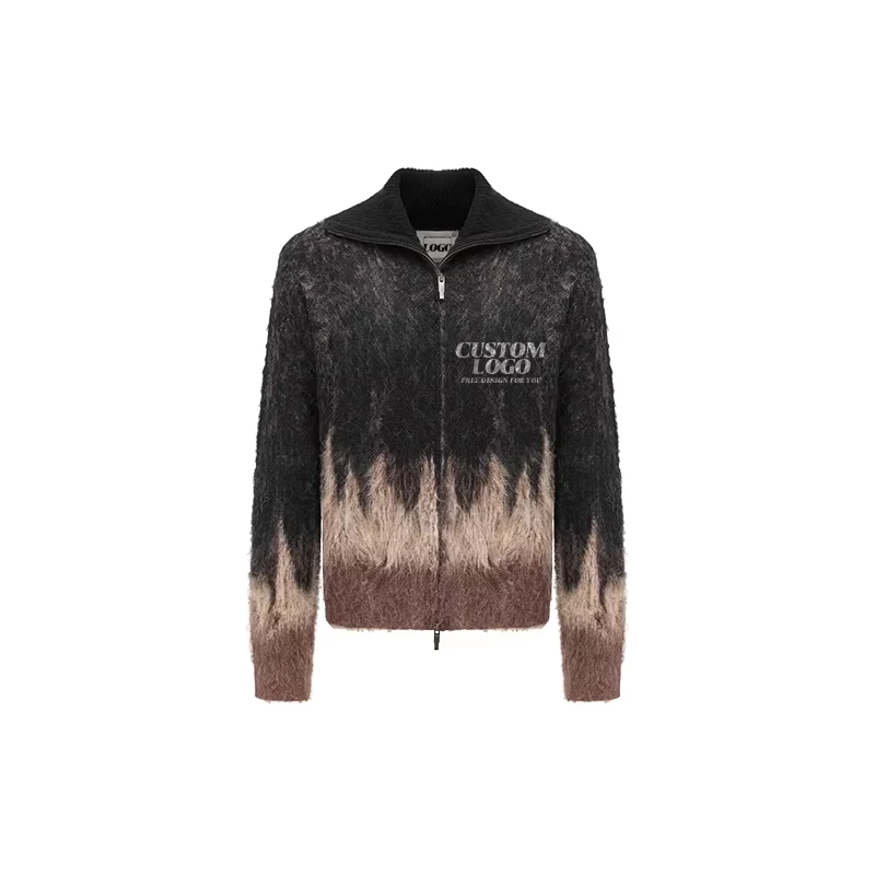 to Custom OEM ODM Knit Cotton Sweater Custom Turn down Collar Zip Custom Cardigan Sweater for Men